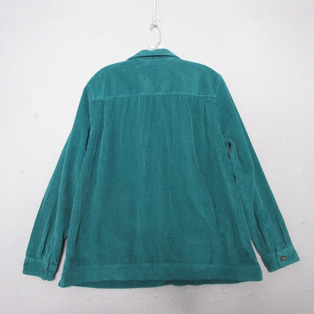 LL Bean Shirt Women XL Green Corduroy Button Up Cotton Shacket Pockets Layer - Picture 2 of 9